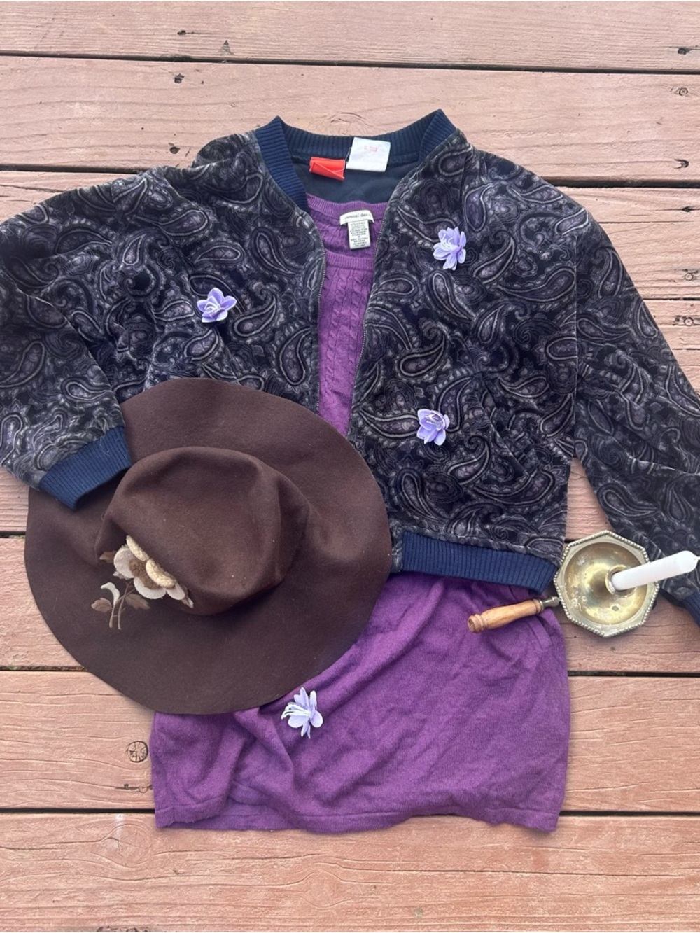 Vintage Liz & Co Paisley Purple Black Zip Up Jacket Whimsical Witchy 90s Y2K